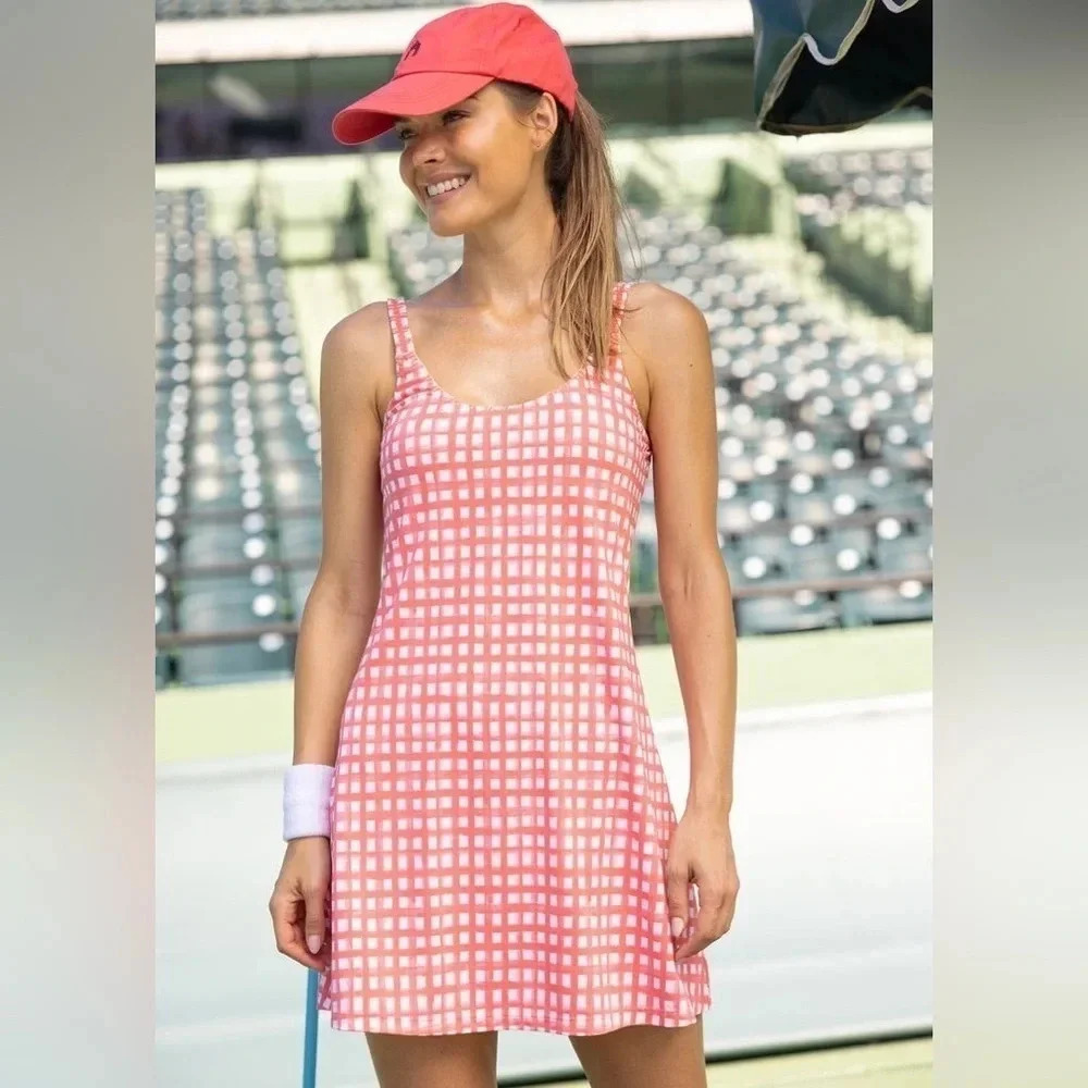 Cabana Life Exercise dress tennis pickleball gingham embroidered shorts skort